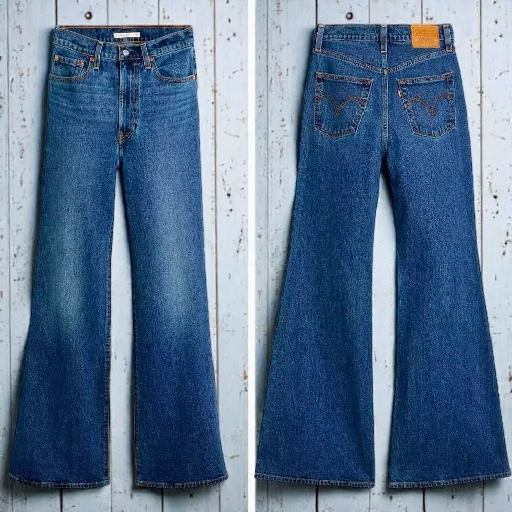 Levi’s Ribcage Ultra High Rise Flare Jeans Vintage Wash Size 32 NWOT - Picture 9 of 13